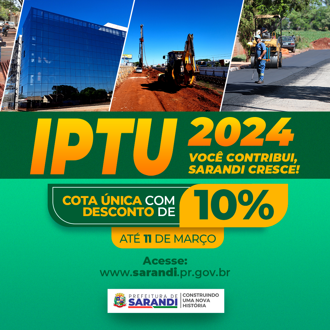 IPTU 2024 tem desconto de 10% para pagamento à vista ou pode ser parcelado em 5 vezes
